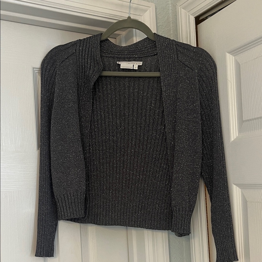 To the Max Charcoal Cardigan Sweater with a little sparkle.